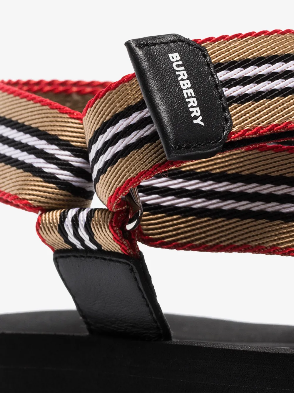 BURBERRY BURBERRY BEIGE PATTERSON ICON STRIPE SANDALS,802739915294730