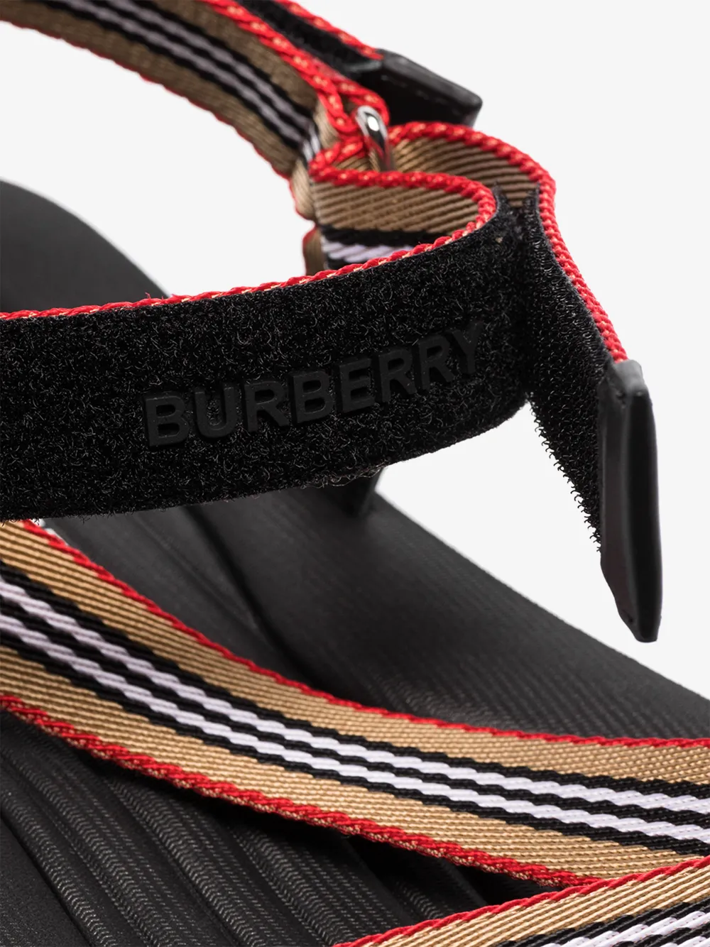 BURBERRY BURBERRY BEIGE PATTERSON ICON STRIPE SANDALS,802739915294730