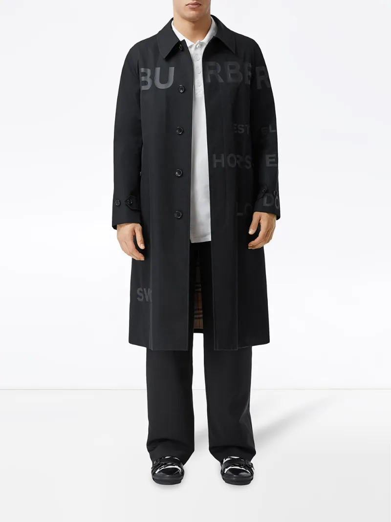 BURBERRY HORSEFERRY-PRINT MIDI TRENCH COAT