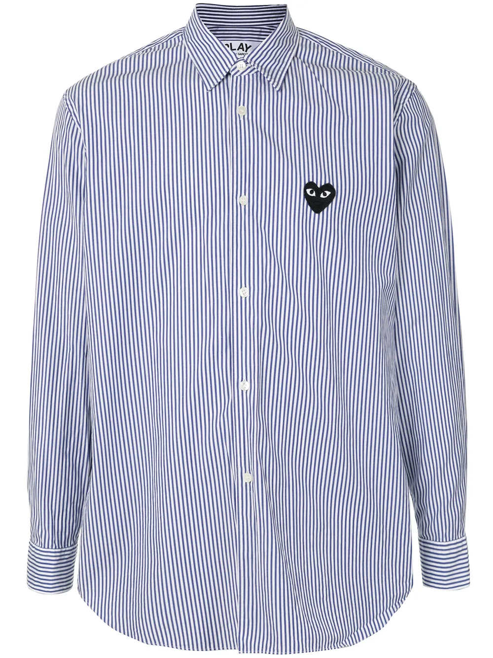 

Comme Des Garçons Play camisa a rayas con parche del logo - Negro