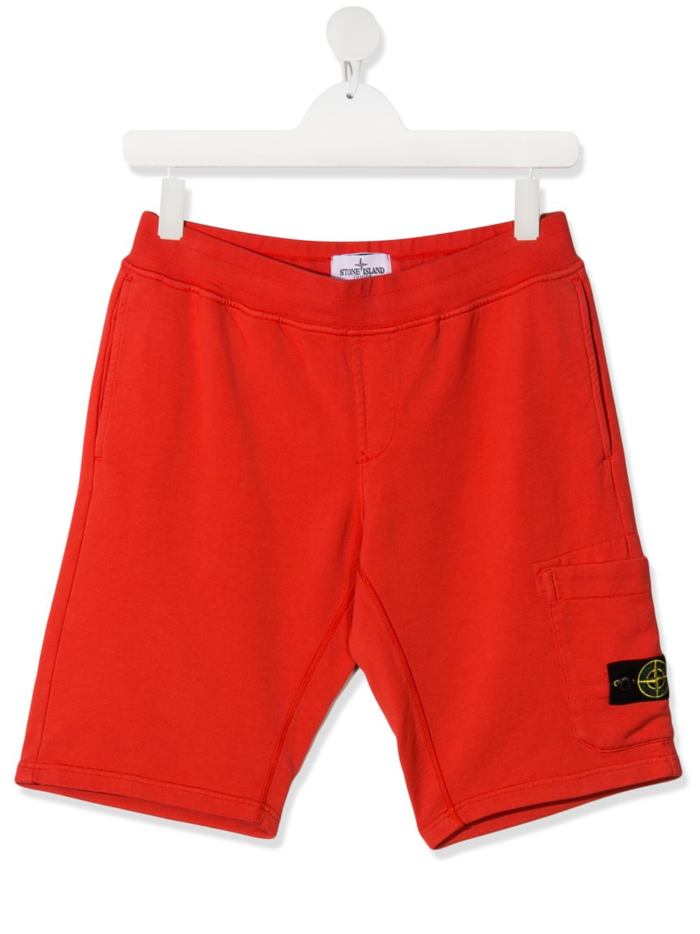 Stone Island Junior Teen Compass-patch Shorts In 红色