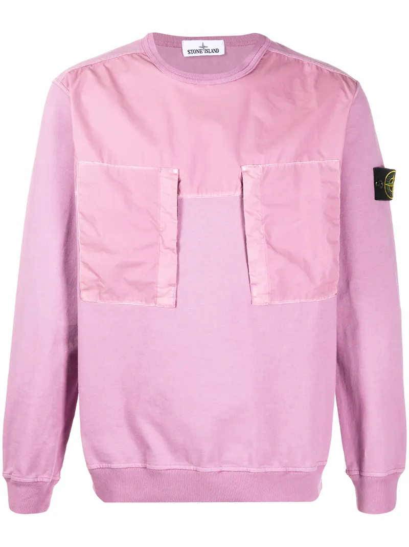 Stone Island Patch Pockets Sweatshirt In Pink