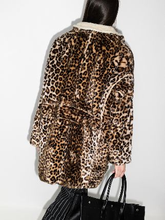 Hunting Leopard Print Faux Fur Coat展示图