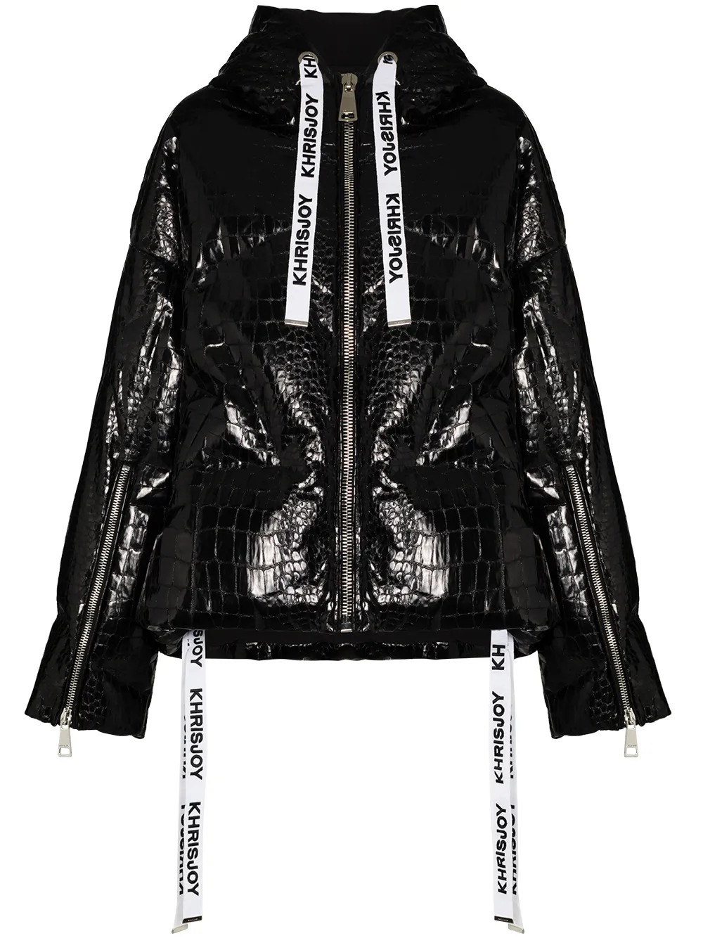 Image 1 of Khrisjoy padded crocodile-effect short coat