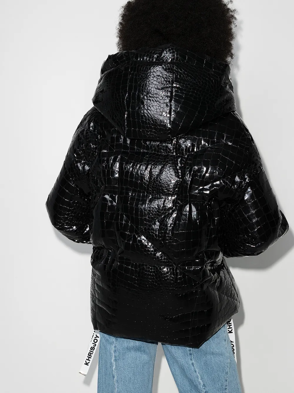 Image 2 of Khrisjoy padded crocodile-effect short coat