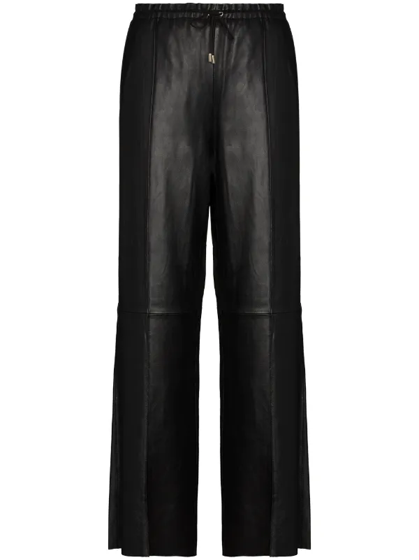 leather wide pants