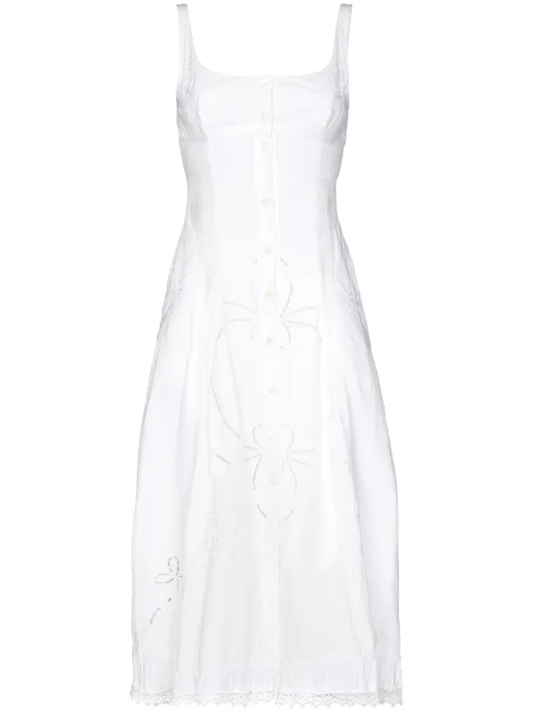 white embroidered midi dress