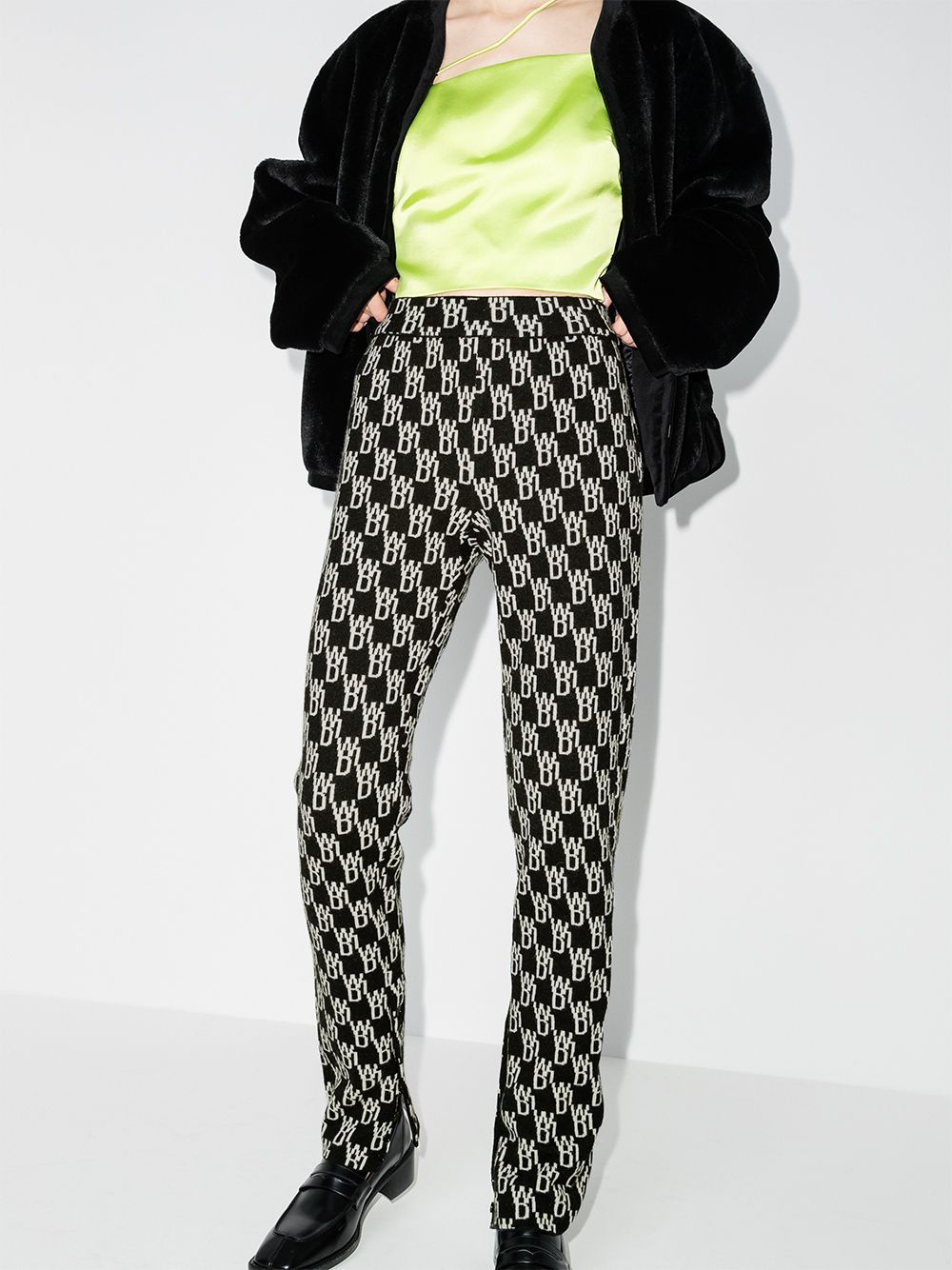 Shop We11 Done Monogram Knitted Trousers In Black