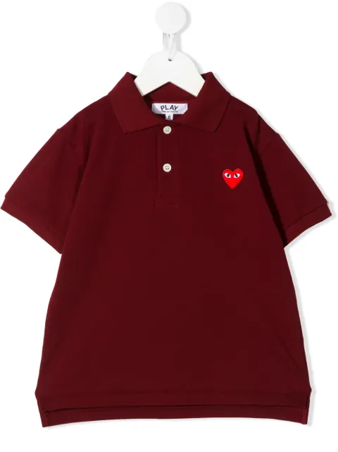 Comme Des Garçons Play Kids Camisa polo com logo bordado