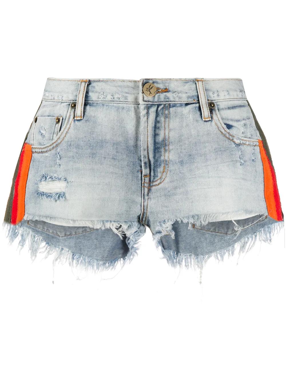 фото One teaspoon montana stripe detail denim shorts