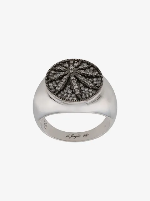 DE JAEGHER silver crystal leaves ring