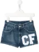 الصورة 1 من Chiara Ferragni Kids شورت جينز بأبليكة شعار الماركة