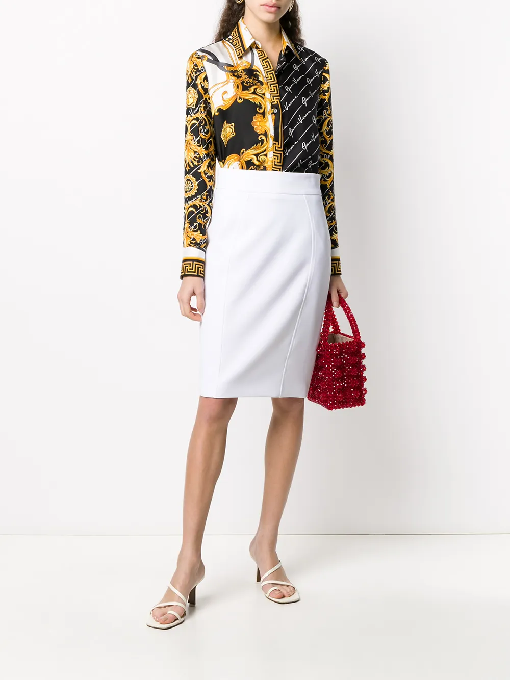 Moschino High waist kokerrok Wit