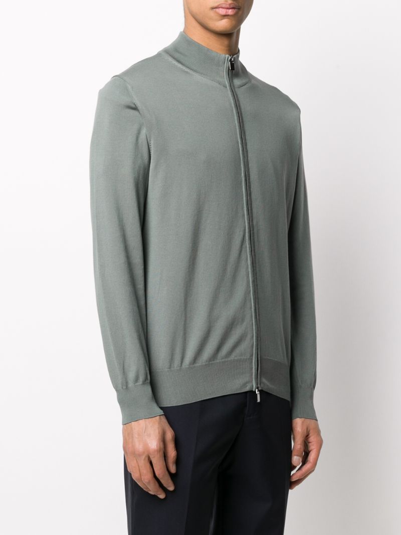 Shop Canali Zipped-up Cardigan In Grey