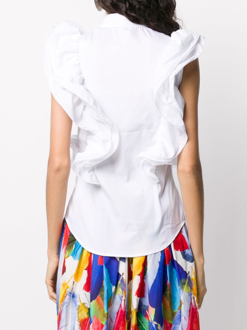 Shop Sara Roka Ruffle-shoulder Shirt In White