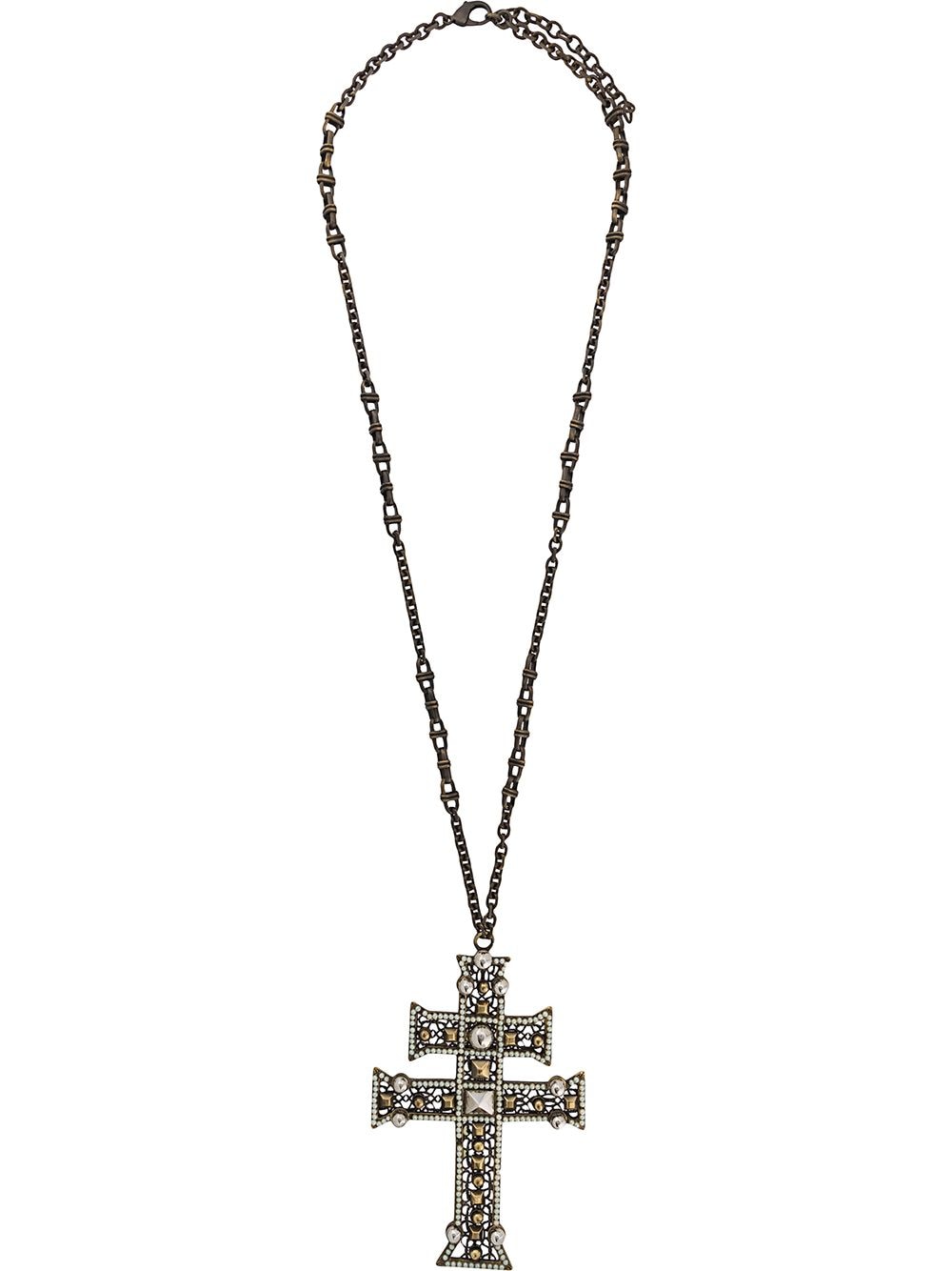Pre-owned Gianfranco Ferre 2000s Cross Pendant Necklace In Gold