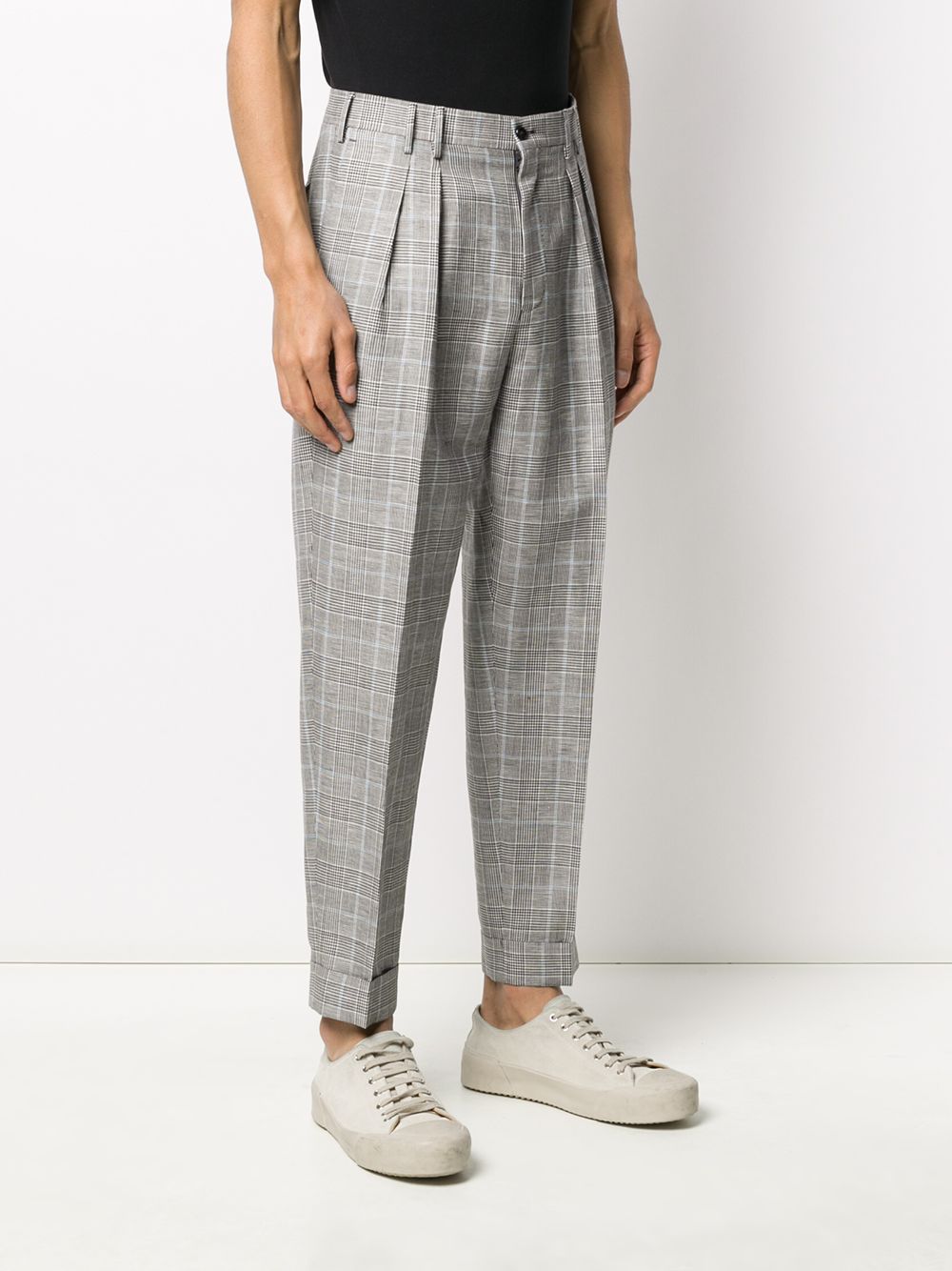 фото Pt01 check print turn-up cuff trousers