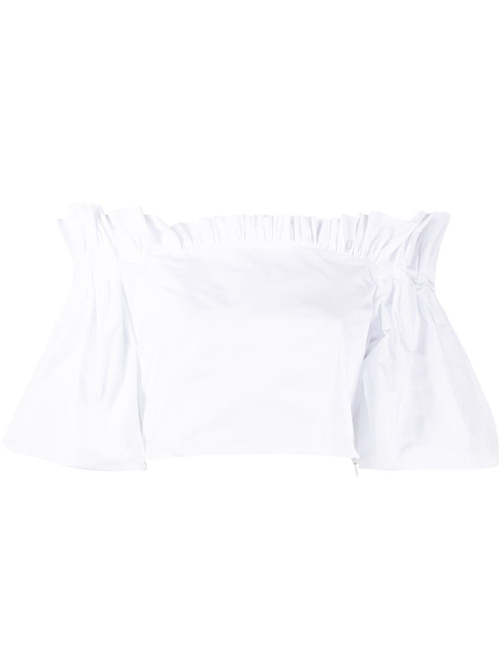 Shop Philosophy Di Lorenzo Serafini Off-shoulder Cropped Blouse In White