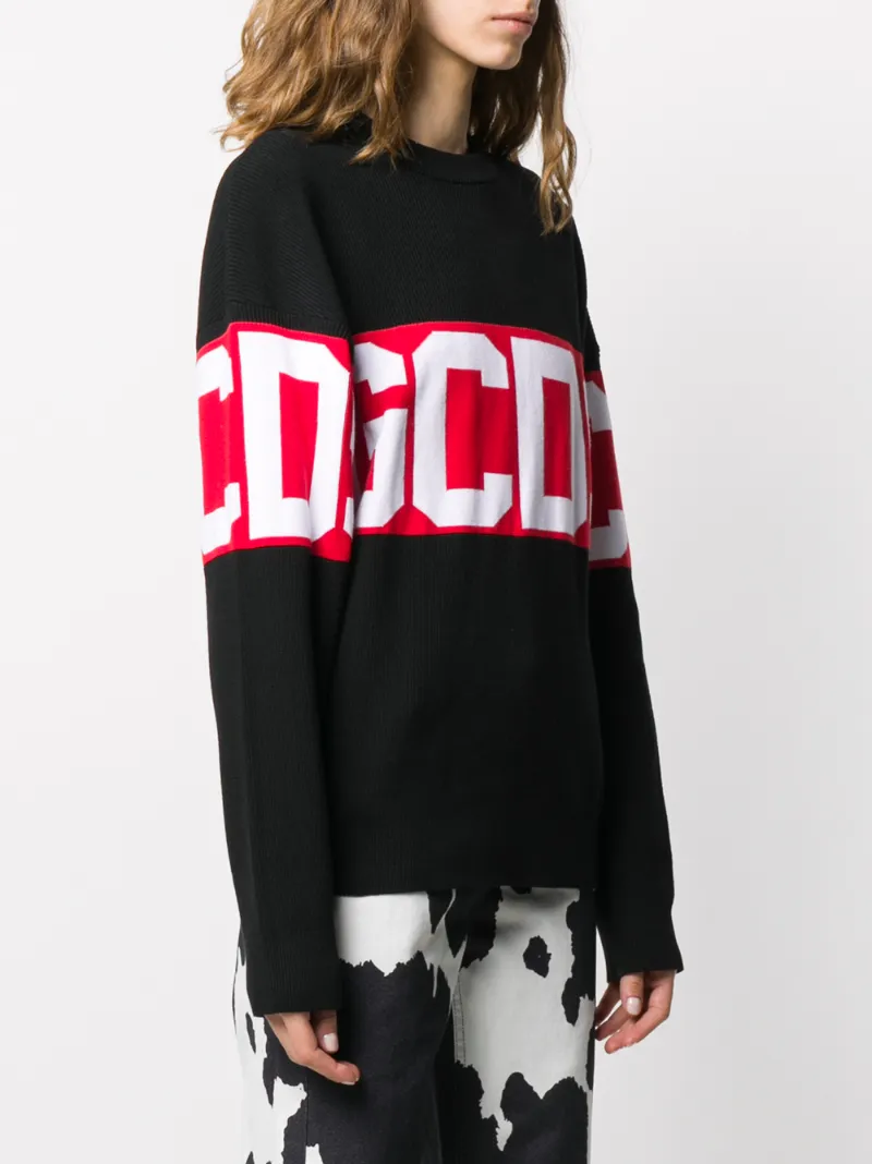 GCDS LOGO BAND RIBBED JUMPER