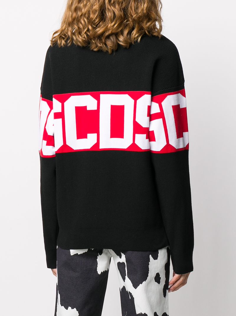 GCDS LOGO BAND RIBBED JUMPER