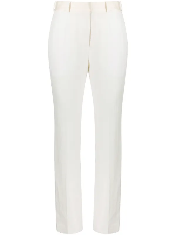 white high waisted tapered trousers