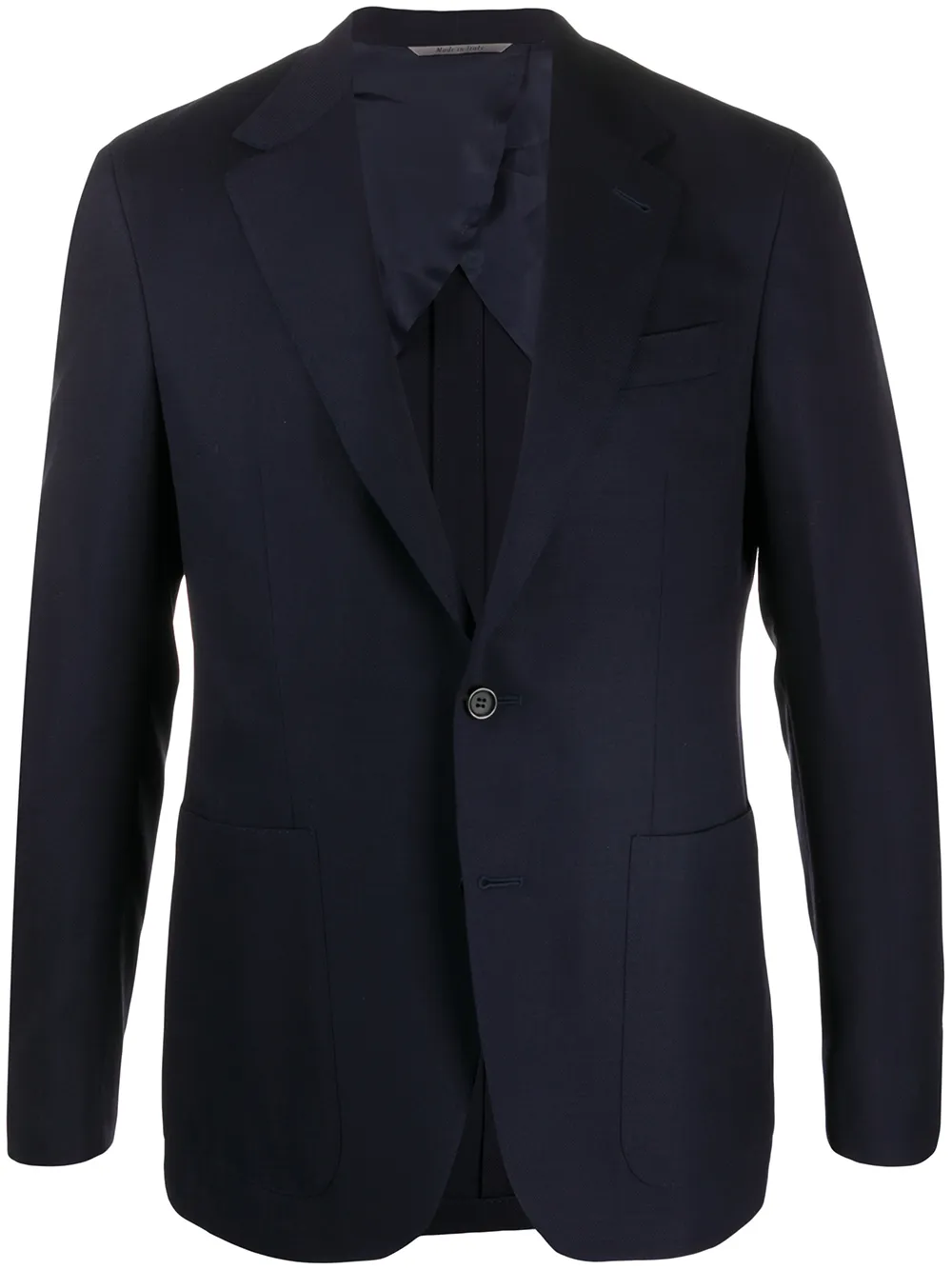 Canali Fitted Fine Knit Blazer In Blue