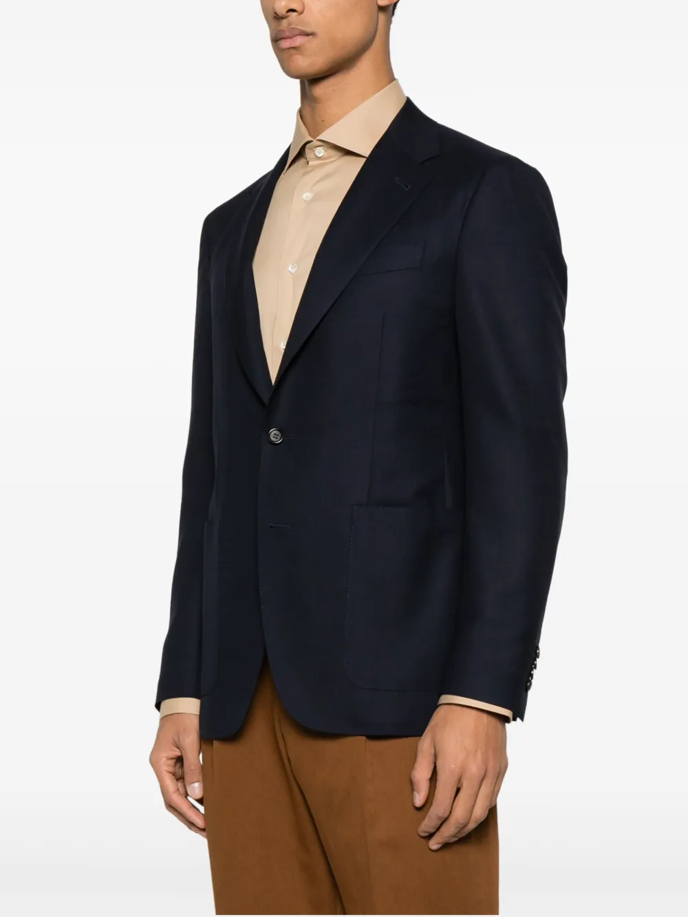 Canali Fijngebreide blazer Blauw