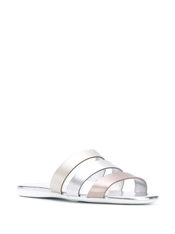 silver leather sliders