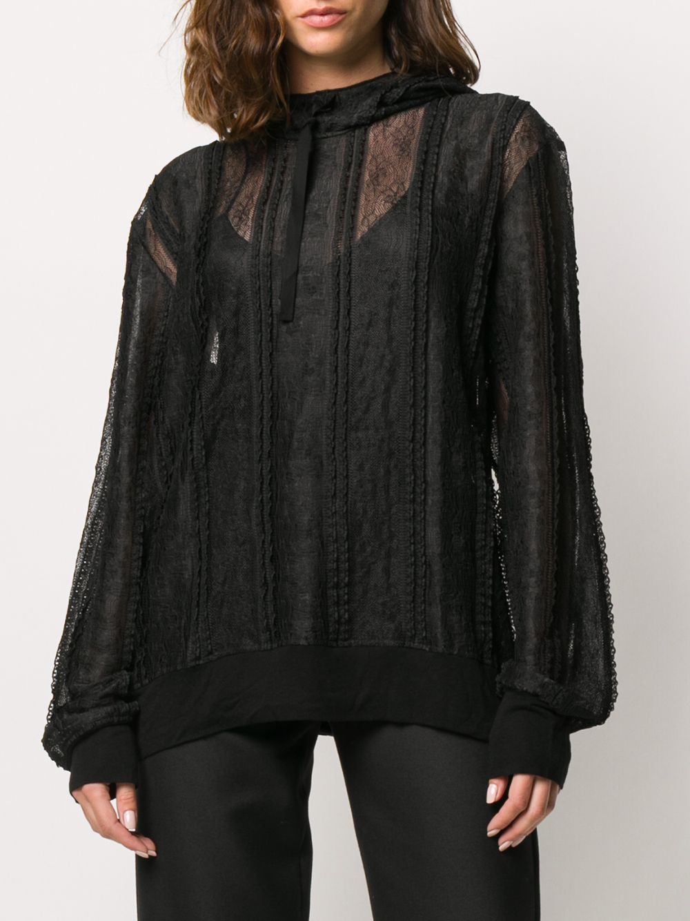 фото Ann demeulemeester floral lace hoodie