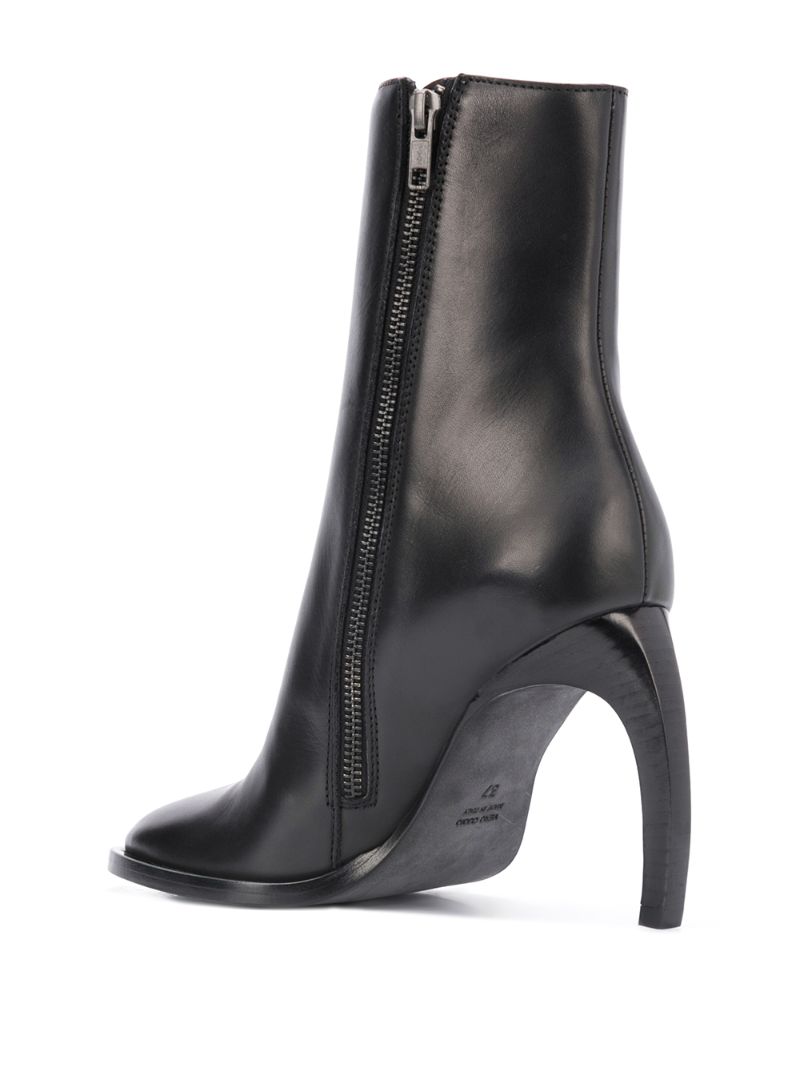 Shop Ann Demeulemeester Curved Heel Contrast Panel Boots In Black