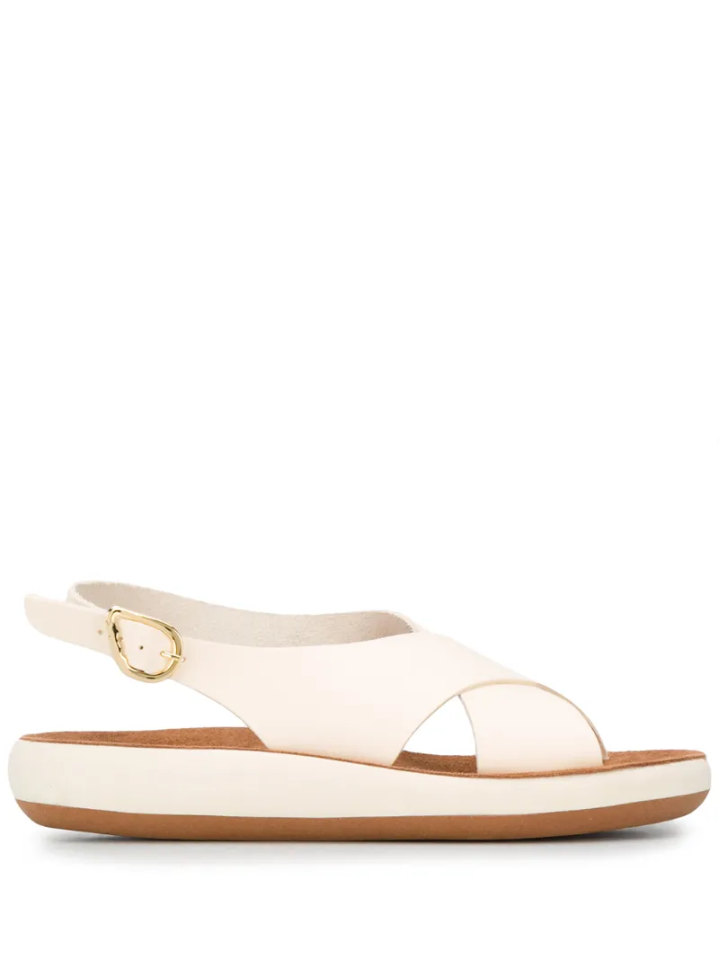 Ancient Greek Sandals Flat Slingback Sandals In White