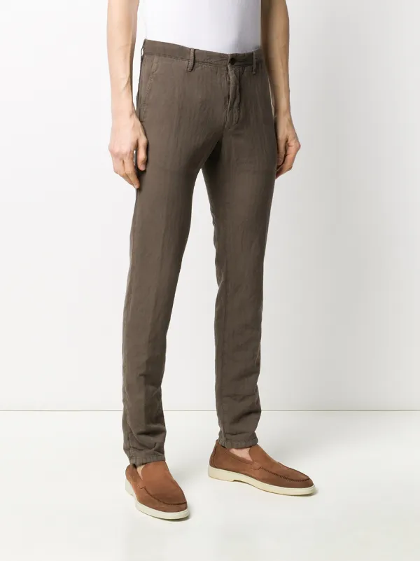 Shop Incotex slim-fit trousers with 