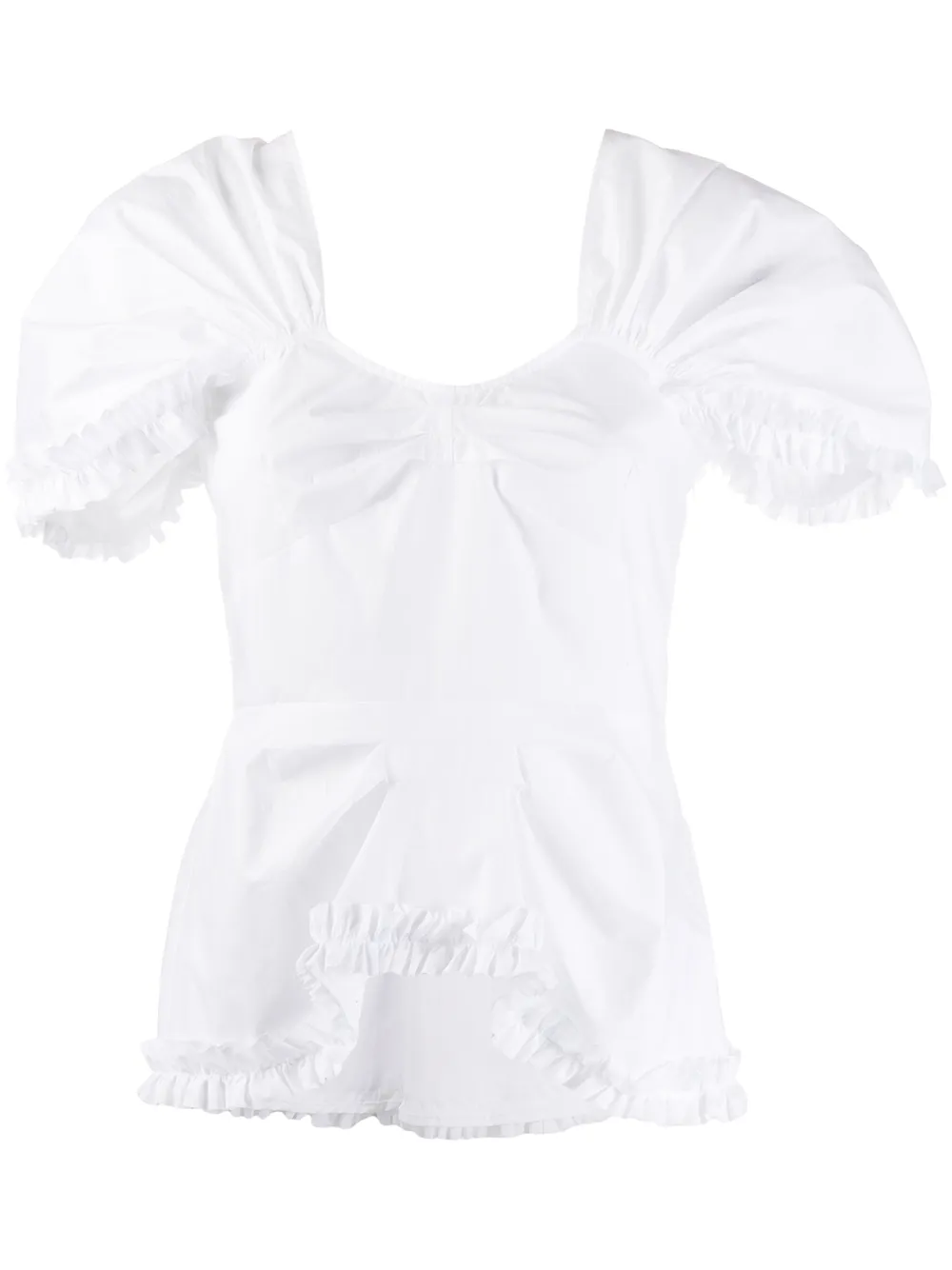 ruffle-trim short-sleeved blouse