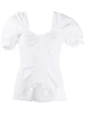 Molly Goddard ruffle-trim short-sleeved blouse - White