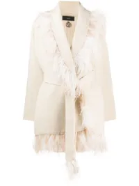 cardigan with feather trim