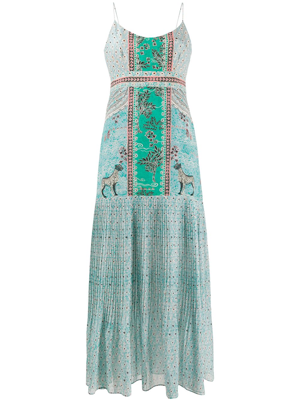 SALONI PLEATED PRINTED SILK DRESS