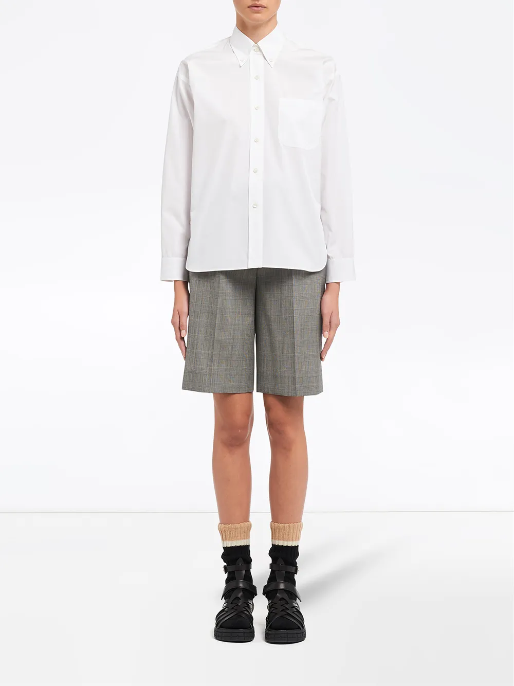 Shop Prada long sleeve poplin shirt with Express Delivery - FARFETCH