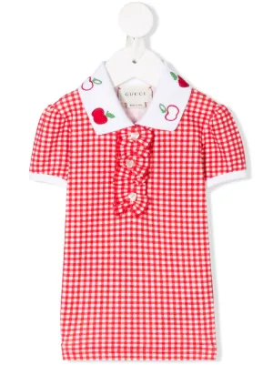 Gucci Kids قميص بولو مطرز بتفاحة
