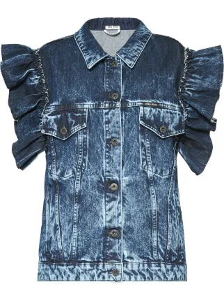 ruffle shoulder denim jacket