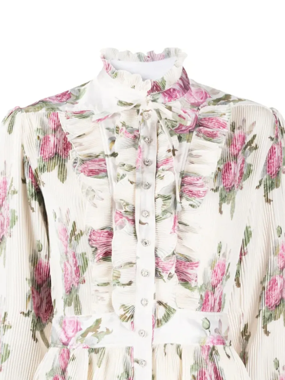  Rabanne Ruffled Floral Blouse - Neutrals 
