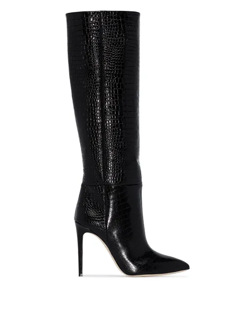 Paris Texas Bota cano longo com efeito pele de crocodilo e salto 105mm