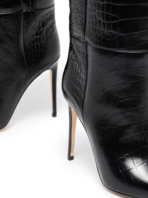 Black croc knee on sale high boots