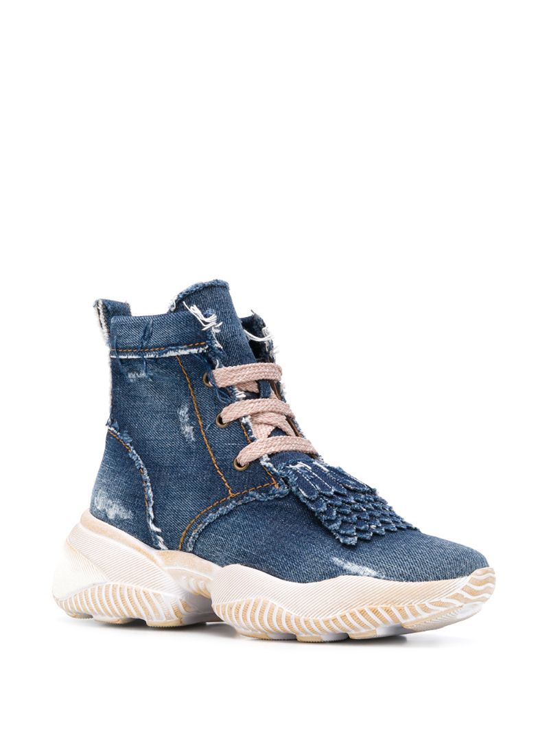 HOGAN INTERACTION DENIM HIGH-TOP SNEAKERS 