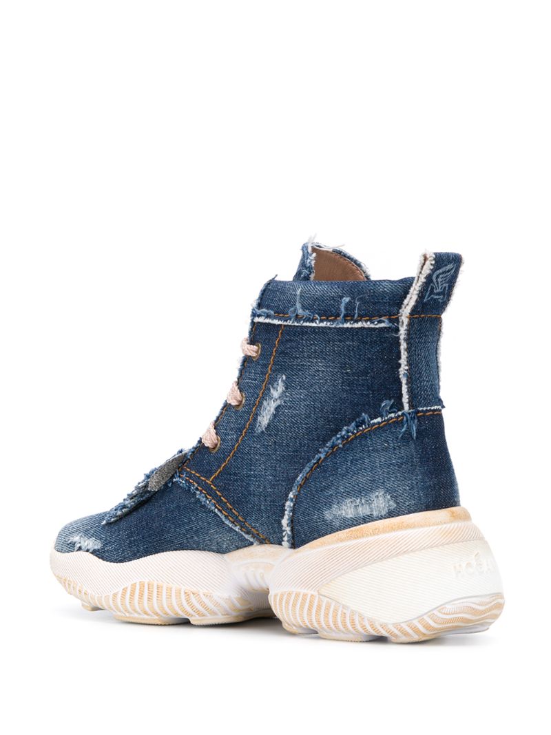 HOGAN INTERACTION DENIM HIGH-TOP SNEAKERS 