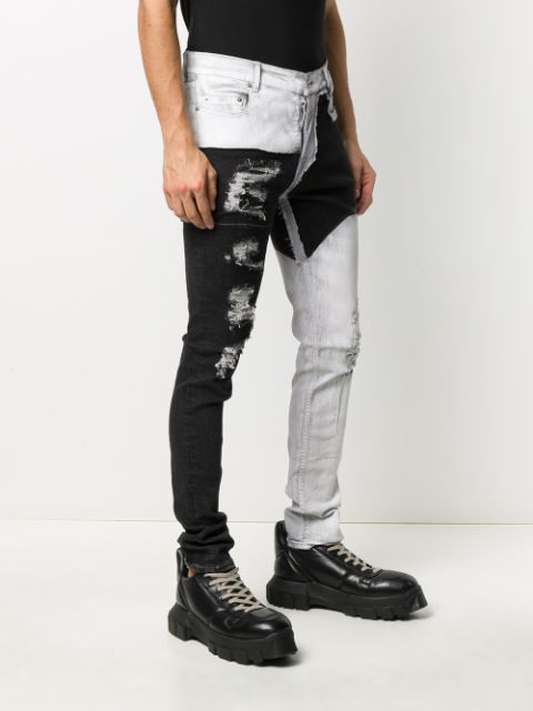 Rick Owens DRKSHDW Ripped Contrast Panel Jeans - Farfetch