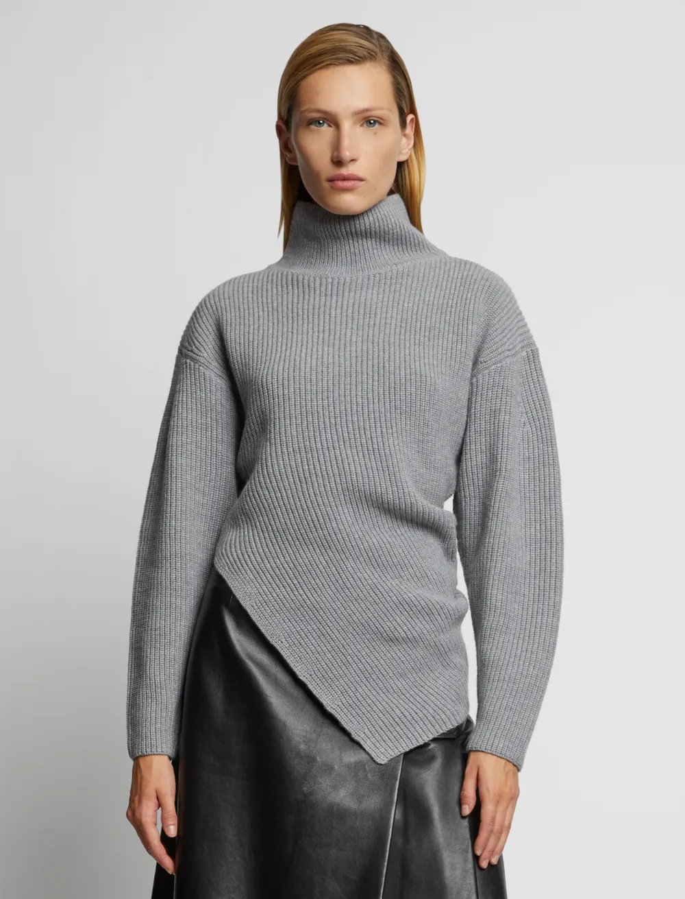 Image of Proenza Schouler Asymmetric Merino Turtleneck Sweater /grey XS
