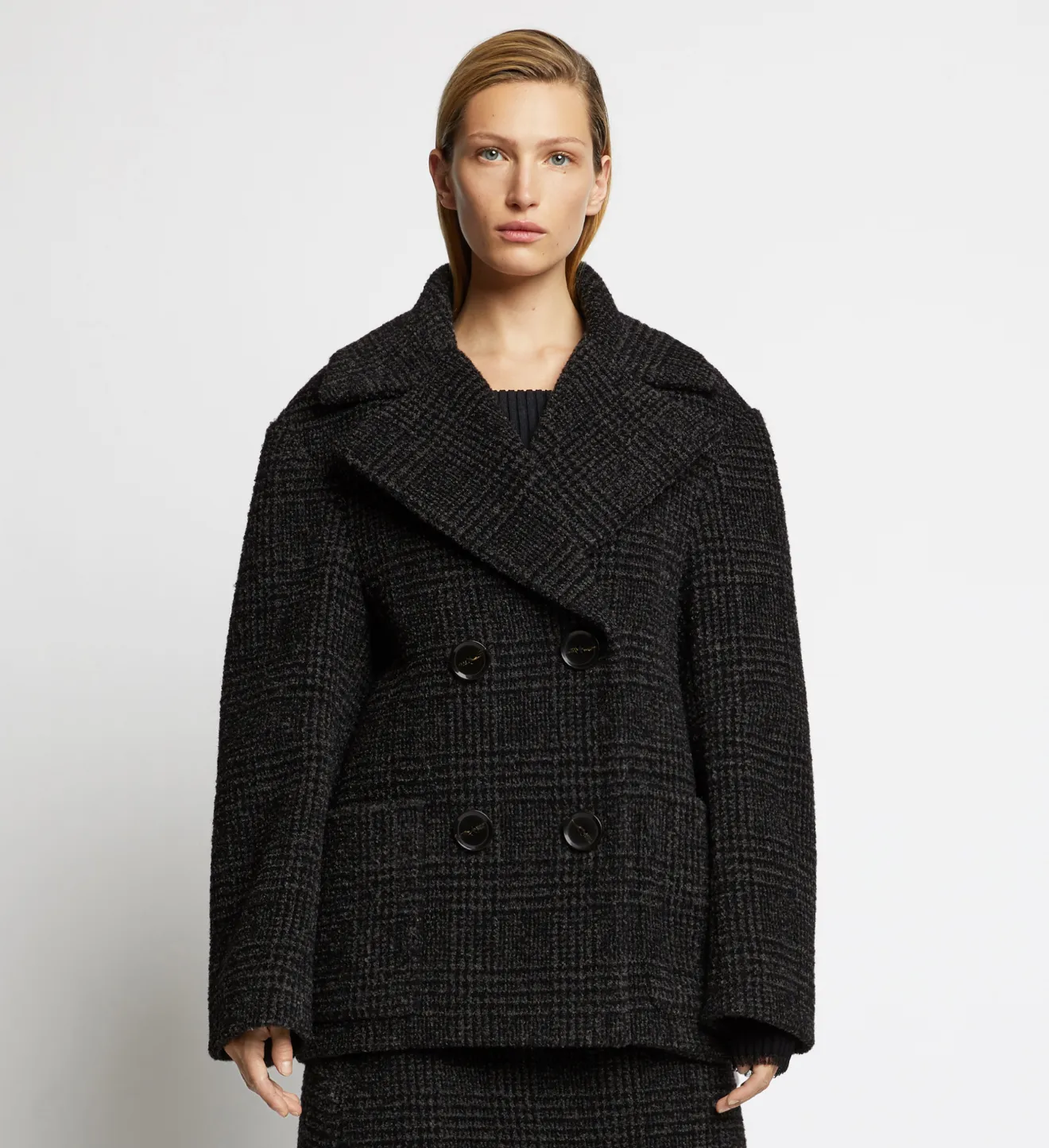 plaid wool peacoat