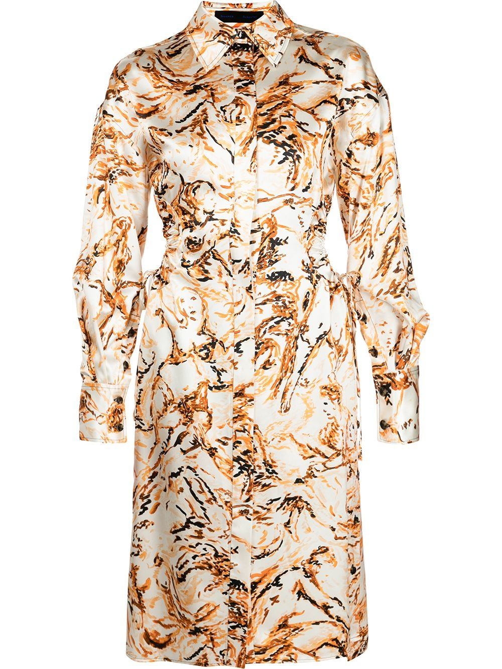 Printed Figures Satin Cut Out Dress