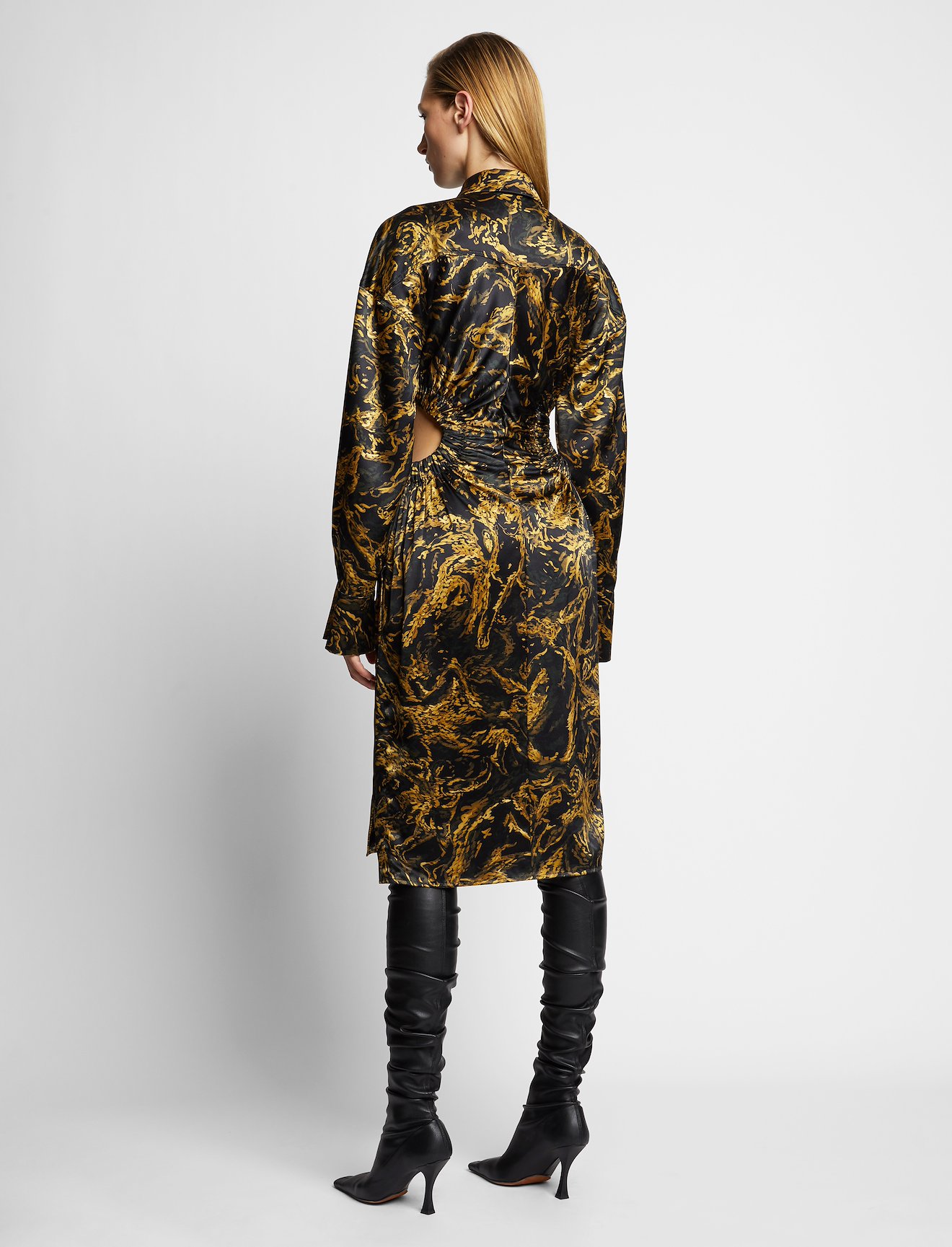 Painted Figures Satin Cut Out Dress #2
