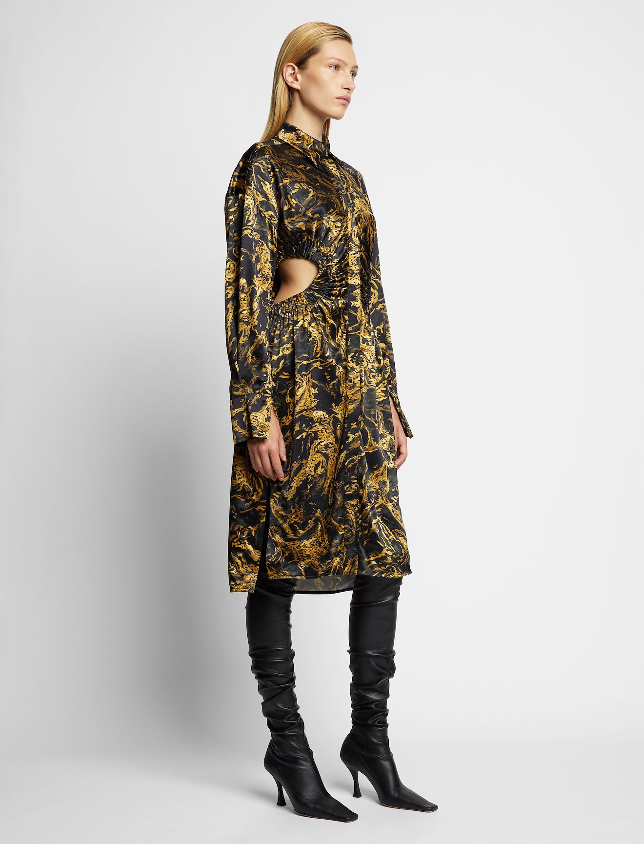 Painted Figures Satin Cut Out Dress #1